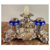 M - AUSTRIAN/HUNGARIAN BOHEMIAN GLASS DBL INKWELL