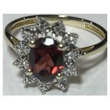 14KT YELLOW GOLD RUBELITE & DIAMOND RING 2.80GRS