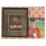 M - TIGER WOODS BOOK & FRAMED, SIGNED PHOTO