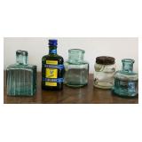 M - 5 ANTIQUE GLASS BOTTLES (E174)