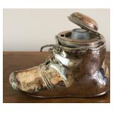 M - VINTAGE SILVERPLATE BABY SHOE INKWELL (E86)