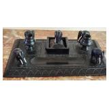 M - C1925 EBONY ELEPHANTS INKWELL (F9)