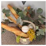 M - BASKET W/ DECORATIVE FAUX BREADS, GREENERY