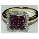14KT YELLOW GOLD RUBY & DIAMOND RING 2.50GRS