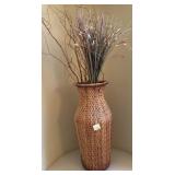 Q - LARGE DECOR VASE W/ PRESERVED GRASSED (M16)