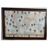 T - MAP OF THE EXPLORERS FRAMED 23X33" (S6)