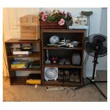T - 2 BOOKCASES W/ CONTENTS, FAN, CRUTCHES (S73)