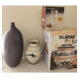 T - TALAVERA BISCUIT JAR, VASES (E34)