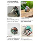 T - STERLING SILVER & STONES RING (E86)