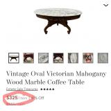 T - VINTAGE PEDESTAL COFFEE TABLE W/ MARBLE TOP