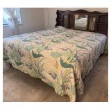 W - BED W/ MIRRORED HEADBOARD, MATTRESS, BEDDING