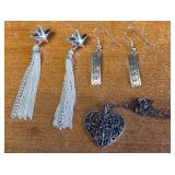 W - STERLING SILVER EARRINGS & PENDANT NECKLACE