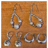 W - 3 PAIR STERLING SILVER EARRINGS (11)