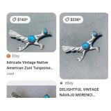 W - NATIVE AMERICAN STERLING BROCH/EARRINGS (9)