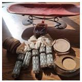 W - COASTERS, TABLE LINENS, WOODEN CENTERPIECE