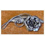 W - STERLING SILVER ROSE BROOCH (14)