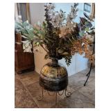 Y - LARGE DECORATIVE VASE W/ FAUX FLOWERS (L18)