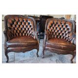 ROBB & STUCKY CHESTERFIELD BRN LEATHER ARMCHAIRS