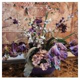 Y - FAUX FLORAL ARRANGEMENT IN FOOTED PLANTER