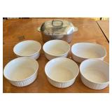 J - 6 PIECES CORNING WARE, VILLAWARE DUTCH OVEN