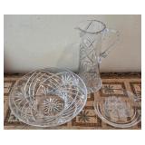 J - CRYSTAL PITCHER, BOWL & PLATE (B39)