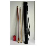 777 - VINTAGE VIKING POOL CUE STICK W/ VINTAGE LEA