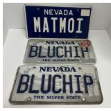 777 - LOT OF 3 VINTAGE NEVADA VANITY LICENSE PLATE