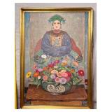 777 - LARGE ANTIQUE PAINTING OF EMPRESS IN ORIGINA