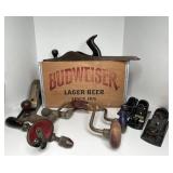 777 - VINTAGE BUDWEISER WOOD CRATE WITH ANTIQUE TO