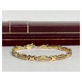 777 - 14K GOLD VINTAGE BRACELET W/ DIAMONDS 5.5g