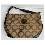 777 - COACH CANVAS BAG W/ BROWN LEATHER SHOULDER S