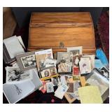 777 - LARGE VINTAGE WOOD TRAVELING DESK FULL OF