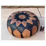 777 - MID CENTURY HANDMADE MOROCCAN LEATHER POUF -