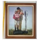 777 - VINTAGE ORIGINAL PAINTING OF JOCKEY BEING WE