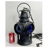 777 - ANTIQUE RAILROAD LANTERN CONVERTED TO LAMP