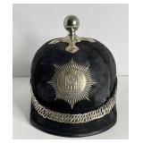 777 - ANTIQUE FELT ENGLISH POLICE HELMET W/ LEATHE