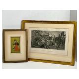 777 - OLD SMALL PERSIAN PAINTING & ANTIQUE STEEL E