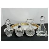 777 - LOT OF 4 LARGE GLASS & CRYSTAL PERFUME BOTTL