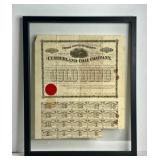 777 - RARE 1867 CS GOLD BOND - HAND SIGNED - FRAME