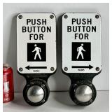 777 - LOT OF 2 VINTAGE PORCELAIN CROSSWALK SIGNAL