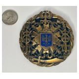 777 - LARGE ANTIQUE HERALDIC BROOCH MEDALLION