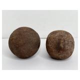 777 - LOT OF 2 LARGE ANTIQUE CANNON BALLS