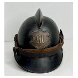 777 - RARE ANTIQUE METAL GERMAN FIREMAN HELMETY W/