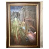 777 - ORIGINAL PAINTING OF CITYSCAPE STREET SCENE