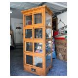 777 - LARGE ANTIQUE OAK STORE DISPLAY CASE - ORIGI