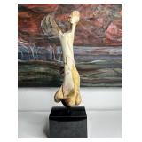 777 - ANTIQUE ELEPHANT BONE CARVING OF MAN - ON ST