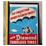 777 - RARE ANTIQUE NEW DIAMOND TUBELESS TIRES ADVE