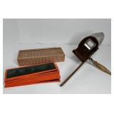 777 - ANTIQUE STEREOVIEW CARD HOLDER W/ 12 ANTIQUE