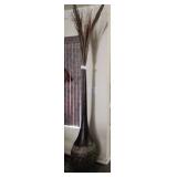 K - TALL DECORATIVE FLOOR VASE W/ DRIED REED/GRASS