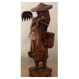 K - VINTAGE CARVED WOOD STATUETTE 12"T